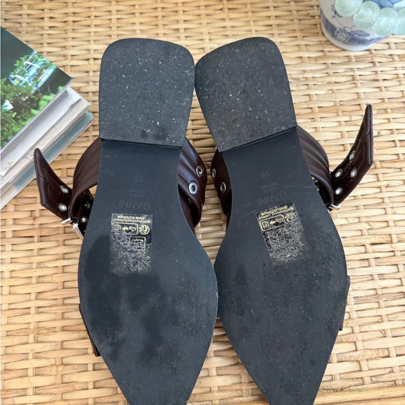 Ganni Buckle Sandals Chocolate Fondant Matte Brown -39 - Picture 4 of 4